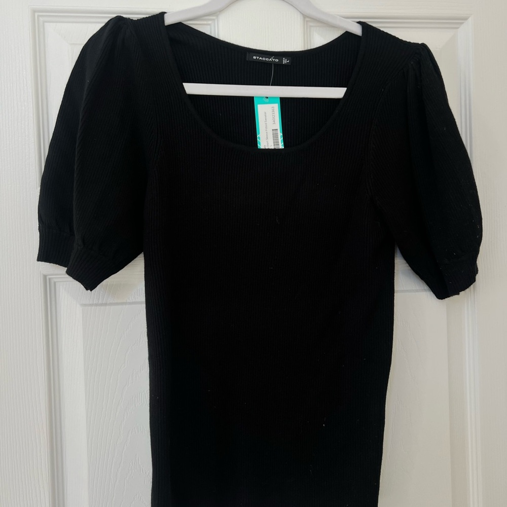 Women's Black Puff Sleeve Top